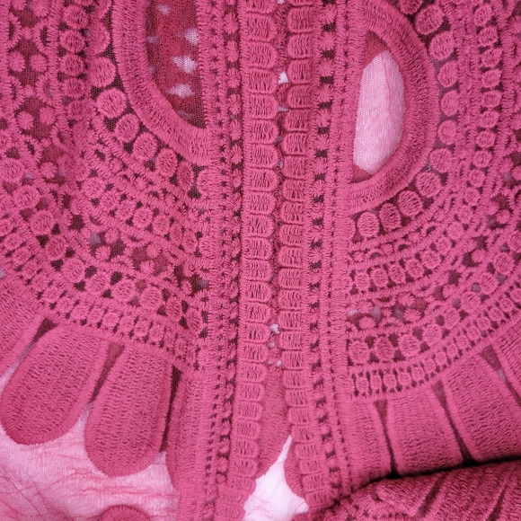 Chicos Womens Cardigan Size L/XL Floral Lace Open Front Crochet Fringe Hem - Picture 12 of 12